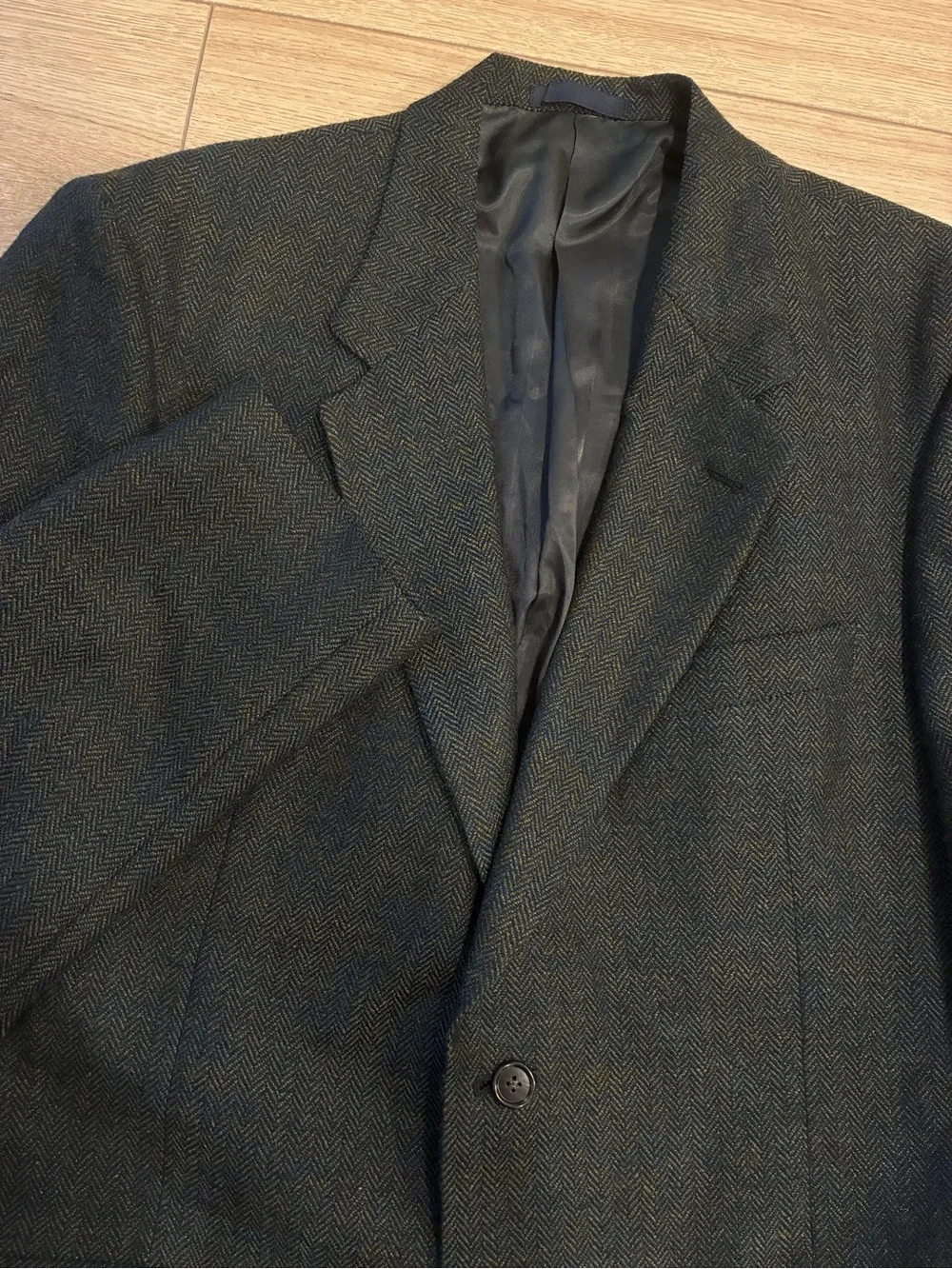 Burberry London Men’s Wool Herringbone Two Button Blazer Size 46